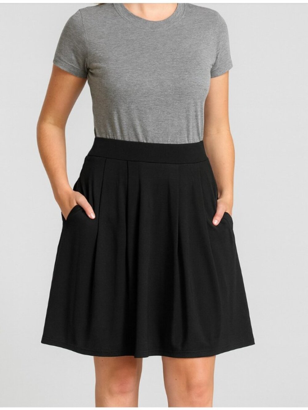 Eileen‎ Fisher Pleated Jersey Knit Short Skirt Womens Small Black